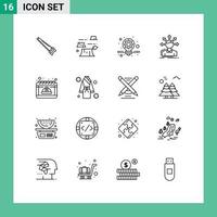 16 iconos creativos signos y símbolos modernos de estructura de calendario opciones de entorno conversión elementos de diseño vectorial editables vector