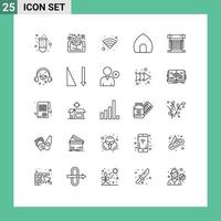 Modern Set of 25 Lines Pictograph of cooling computer wifi museum casa Editable Vector Design Elements