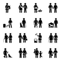 Volunteer Service Pictogram Icons vector