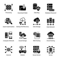 Pack of Data and Cloud Hosting Vector Icons