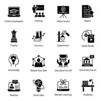 Pack of Education and Knowledge Glyph Vector Icons