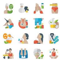 Fitness And Spa Flat Icons Set vector