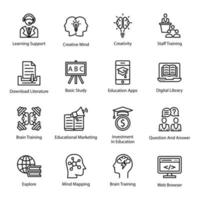 iconos de vector de línea de estudio en línea