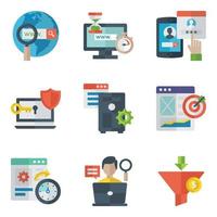 Flat Icons Set Of Search Engine vector