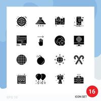 Pack of 16 creative Solid Glyphs of touch click estate notification mobile Editable Vector Design Elements