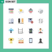 Mobile Interface Flat Color Set of 16 Pictograms of learn book web moon ufo Editable Pack of Creative Vector Design Elements