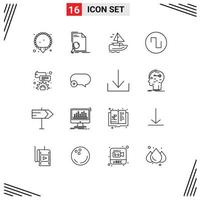 Universal Icon Symbols Group of 16 Modern Outlines of configure bubble boat wave sound Editable Vector Design Elements