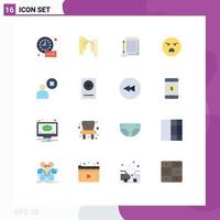 Set of 16 Modern UI Icons Symbols Signs for delete user feeling notepad faint emoji Editable Pack of Creative Vector Design Elements