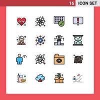 Universal Icon Symbols Group of 16 Modern Flat Color Filled Lines of business chat atom alert gadget Editable Creative Vector Design Elements