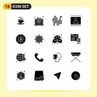 16 Universal Solid Glyphs Set for Web and Mobile Applications coin photo pencil person human Editable Vector Design Elements