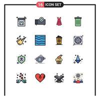 16 User Interface Flat Color Filled Line Pack of modern Signs and Symbols of trash delete projector been wedding Editable Creative Vector Design Elements