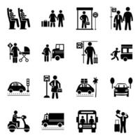 Urban Life Glyph Vectors Set