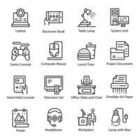 paquete de iconos de vector lineal de lugar de trabajo