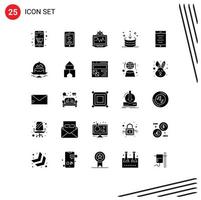 Set of 25 Commercial Solid Glyphs pack for mobile import laptop download direction Editable Vector Design Elements