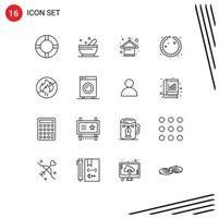 Mobile Interface Outline Set of 16 Pictograms of devices fire apparel no jewel Editable Vector Design Elements