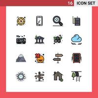 16 User Interface Flat Color Filled Line Pack of modern Signs and Symbols of emergency studio huawei movie virus Editable Creative Vector Design Elements