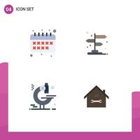 User Interface Pack of 4 Basic Flat Icons of back to school research arrow pointer building Editable Vector Design Elements