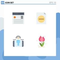 Editable Vector Line Pack of 4 Simple Flat Icons of communication user menu document marketing Editable Vector Design Elements