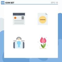 Editable Vector Line Pack of 4 Simple Flat Icons of communication user menu document marketing Editable Vector Design Elements