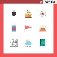 Universal Icon Symbols Group of 9 Modern Flat Colors of flag camera eye mobile application application Editable Vector Design Elements