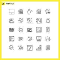 Set of 25 Modern UI Icons Symbols Signs for free duty body tool eye Editable Vector Design Elements