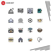 16 iconos creativos signos y símbolos modernos del diseño de la caja de auge de papel de correo informe elementos de diseño de vectores creativos editables