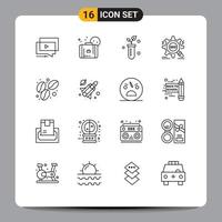 Outline Pack of 16 Universal Symbols of setting target beach seo science Editable Vector Design Elements