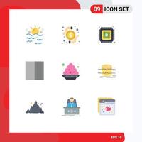 Flat Color Pack of 9 Universal Symbols of festival plate research colour grid Editable Vector Design Elements