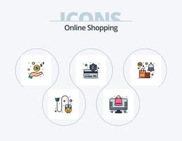 Online Shopping Line Filled Icon Pack 5 Icon Design. credit. credit. percentage. card. newsletter vector