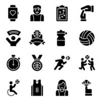 paquete de iconos de vector de glifo de juego de baloncesto