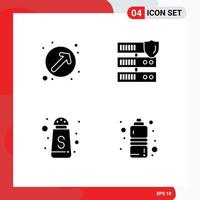 Pictogram Set of 4 Simple Solid Glyphs of arrow sugar up right secure diet Editable Vector Design Elements