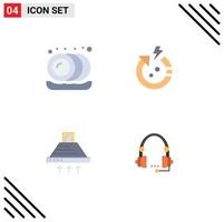 Modern Set of 4 Flat Icons Pictograph of kitchen kitchen arrow world smoke Editable Vector Design Elements