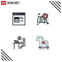 Group of 4 Filledline Flat Colors Signs and Symbols for code job development location person Editable Vector Design Elements