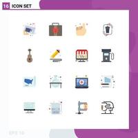 16 Thematic Vector Flat Colors and Editable Symbols of audio management hand garbage waste Editable Pack of Creative Vector Design Elements