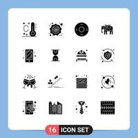 Set of 16 Modern UI Icons Symbols Signs for hour access symbolism smart phone usa Editable Vector Design Elements