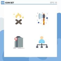 Set of 4 Modern UI Icons Symbols Signs for burn banking pollution hatchet federal Editable Vector Design Elements