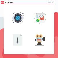 Set of 4 Commercial Flat Icons pack for globe export vision report capture Editable Vector Design Elements