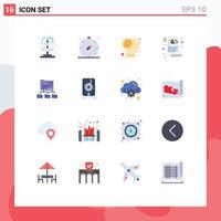 16 Thematic Vector Flat Colors and Editable Symbols of folder privacy brain policy cookies Editable Pack of Creative Vector Design Elements