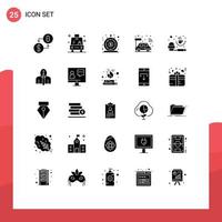 User Interface Pack of 25 Basic Solid Glyphs of coffee electric finance cpu quick Editable Vector Design Elements