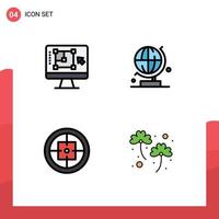 4 Creative Icons Modern Signs and Symbols of computer badge enhance globe soldier Editable Vector Design Elements