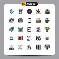 Set of 25 Modern UI Icons Symbols Signs for security dollar multimedia startup marketing Editable Vector Design Elements