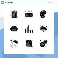 Set of 9 Modern UI Icons Symbols Signs for emission phone wifi connection bag Editable Vector Design Elements