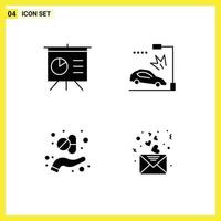 Pack of 4 creative Solid Glyphs of analytics herb accident lamppost day Editable Vector Design Elements