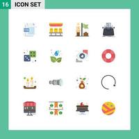 Universal Icon Symbols Group of 16 Modern Flat Colors of dice typewriter accomplished story article Editable Pack of Creative Vector Design Elements