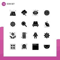 Universal Icon Symbols Group of 16 Modern Solid Glyphs of beach modern eye manager manager Editable Vector Design Elements