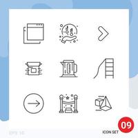 Set of 9 Modern UI Icons Symbols Signs for coffee release right product business Editable Vector Design Elements