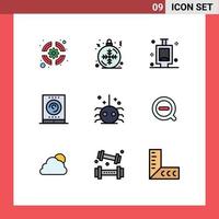 Set of 9 Modern UI Icons Symbols Signs for insect bug urinal tablet radio Editable Vector Design Elements