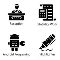 IT Office Glyph Vector Icons
