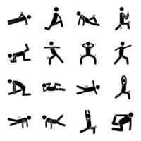 Pack of Workout and Exercise Solid Icons vector