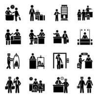 Pack of Hotel Solid Pictograms vector